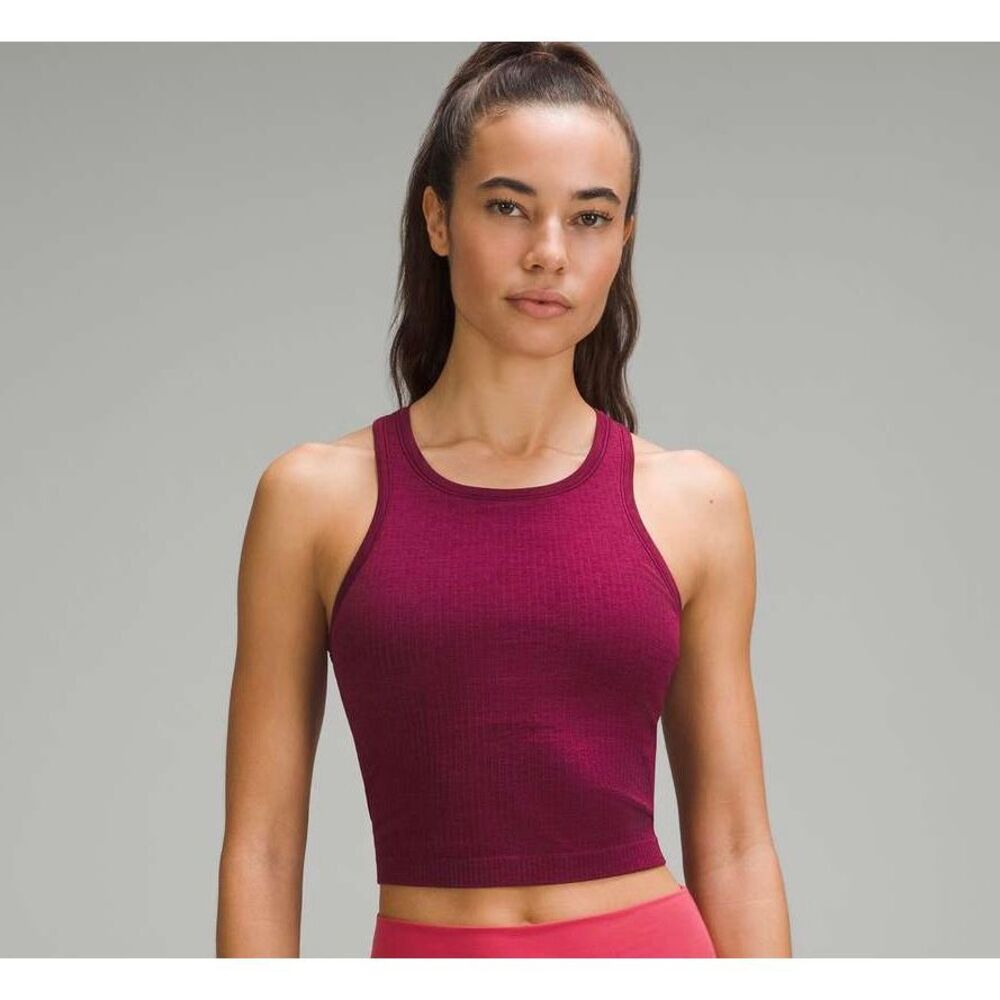 Lululemon Tank Top Ebb to Street Cropped‎ Racerback Deep Luxe Pink 4
